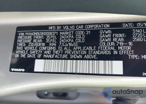 2017 Volvo Xc60 T5 Inscription z USA, uszkodzony, nr VIN YV440MDU3H2008371